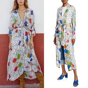 Colorful Geometric Print Women's Robe